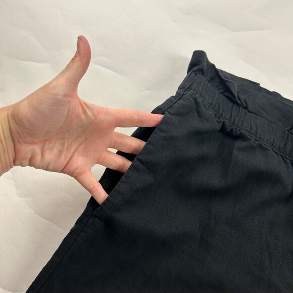 Express Black Linen Blend High Rise Wide Leg Pant L - Picture 3 of 6